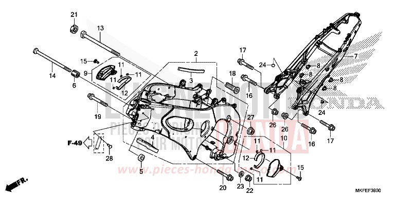 CARROSSERIE DE CHASSIS de CBR1000RR SP SP1 SP2 GRAND PRIX RED (R380X) 2019